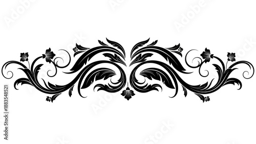 Baroque Corner Flourish Ornament - Vintage Decorative Element with Swirls