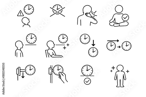 Vector icon neck crossed icons awareness height warning clock too correction hung