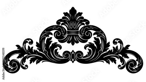 Baroque Corner Flourish Ornament - Vintage Decorative Element with Swirls