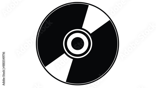 Abstract black and white graphic design representing a compact disc or optical media format