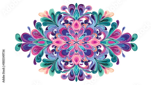 Vibrant Mandala Frame with Symmetry Silhouette Vector