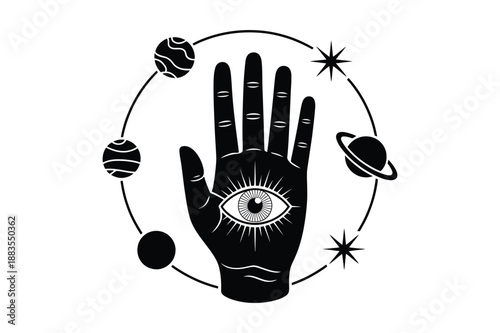Mystical Hand with Eye and Planets, Esoteric Symbolism