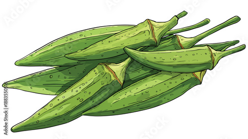 Colorful Okra Cartoon Style Vector Illustration for Creative Projects