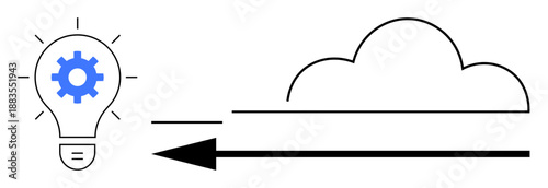 Cloud technology. Gear inside a lightbulb innovation and connection to a cloud cloud technology. Cloud technology for data storage, connectivity, and innovation. Digital transformation, computing, IT