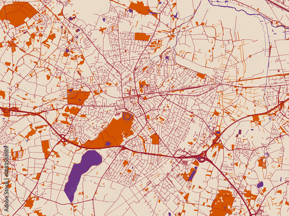Obraz premium Simplified city layout of Delmenhorst, Germany
