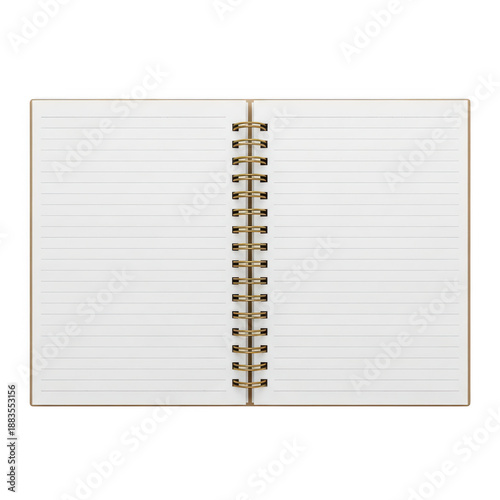 Blank notebook with spiral binding isolated on transparent background