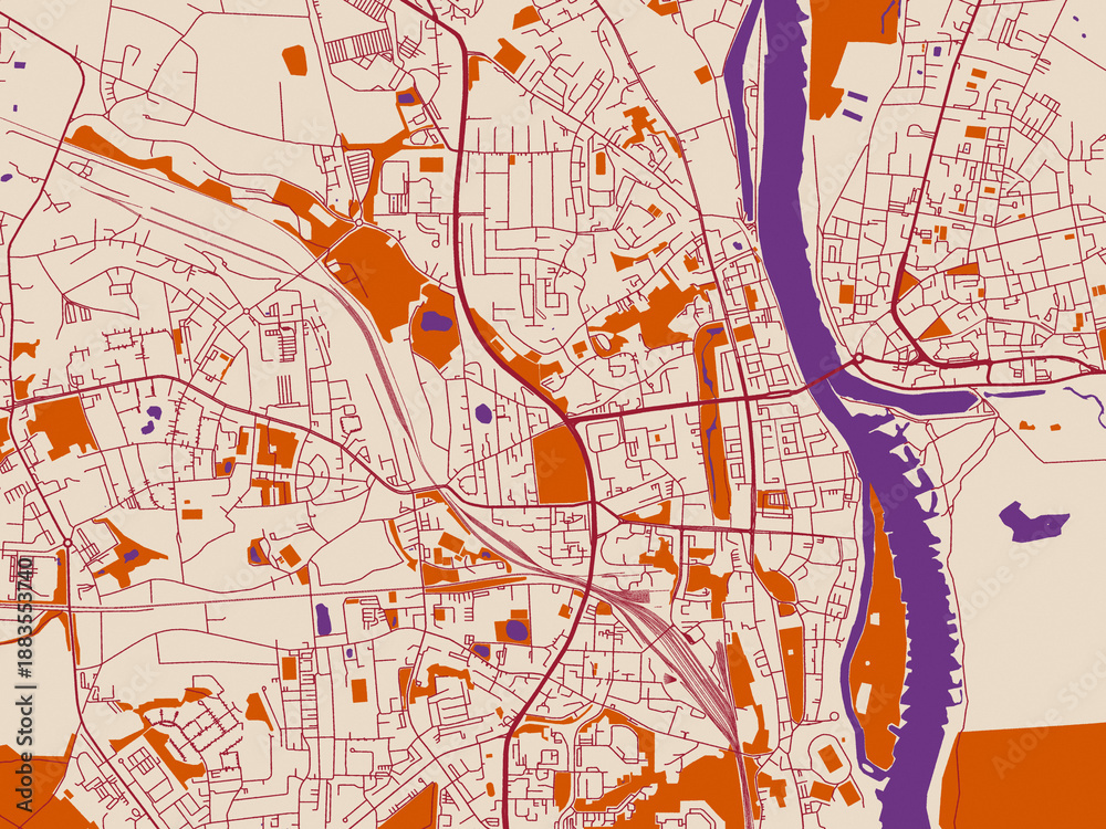 Obraz premium Geographic city layout of Frankfurt am Oder, Germany