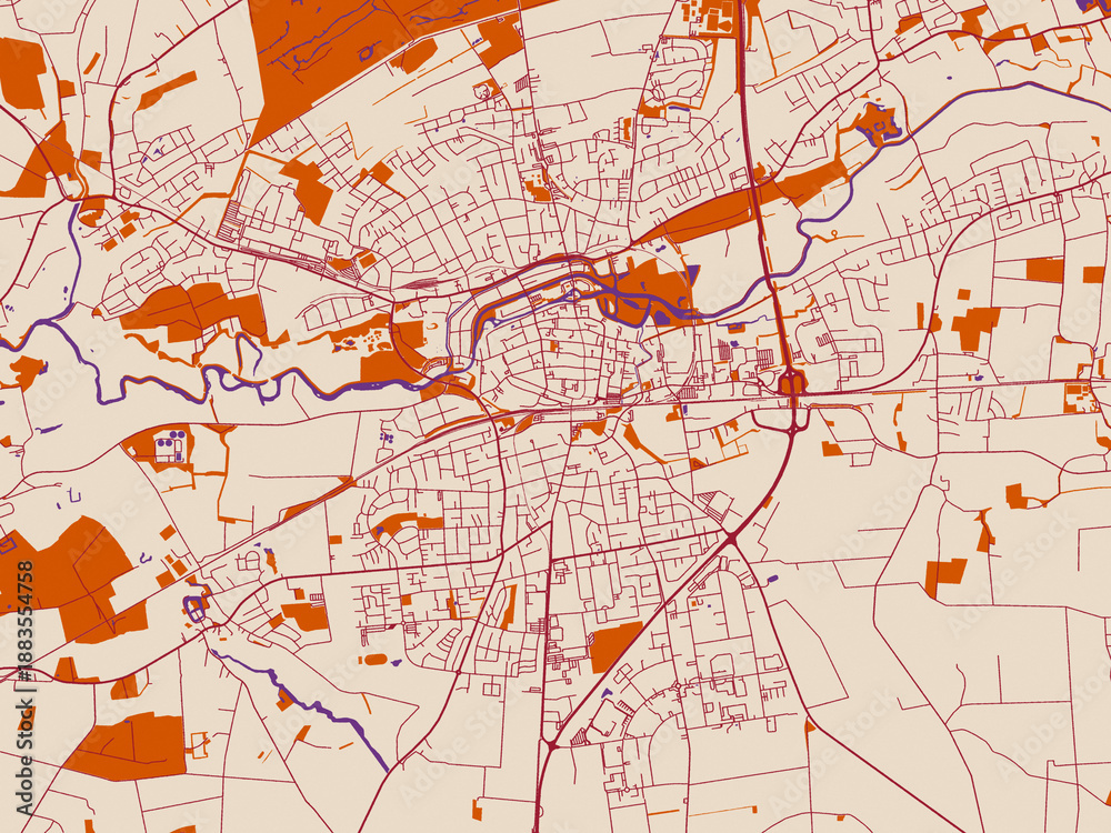Obraz premium Street map of Lippstadt, Germany