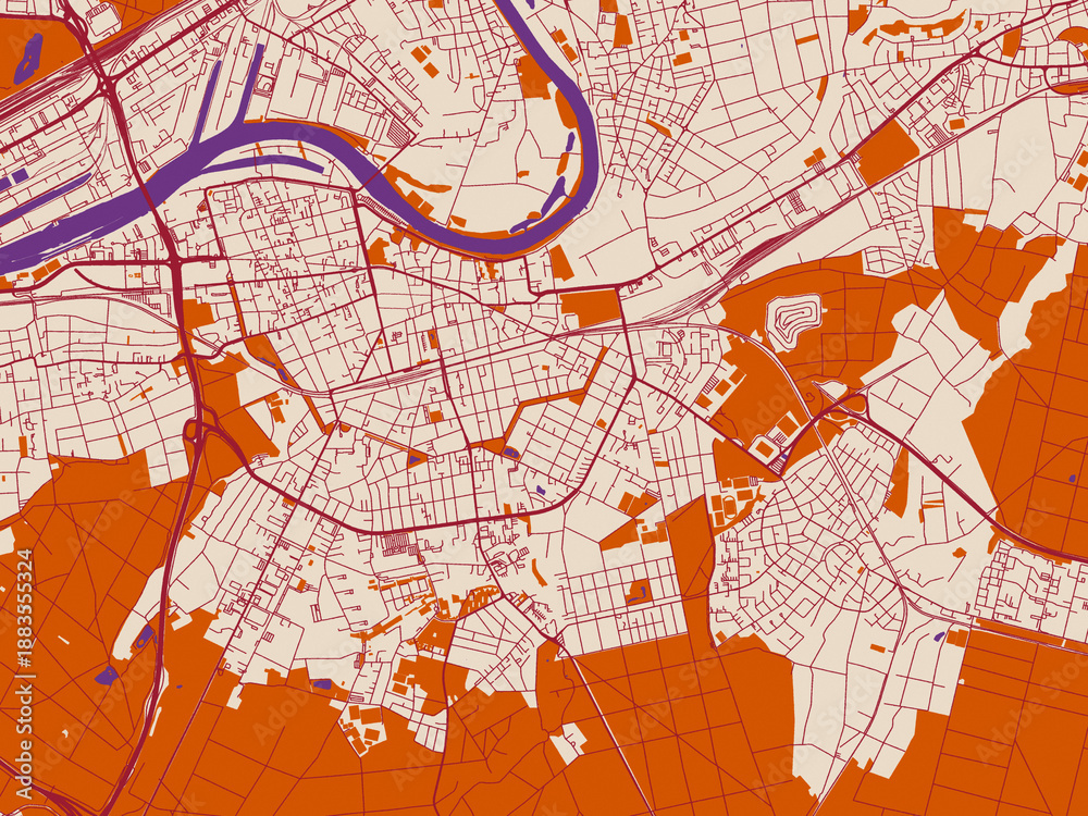 Fototapeta premium City map of Offenbach am Main, Germany – warm boho color palette