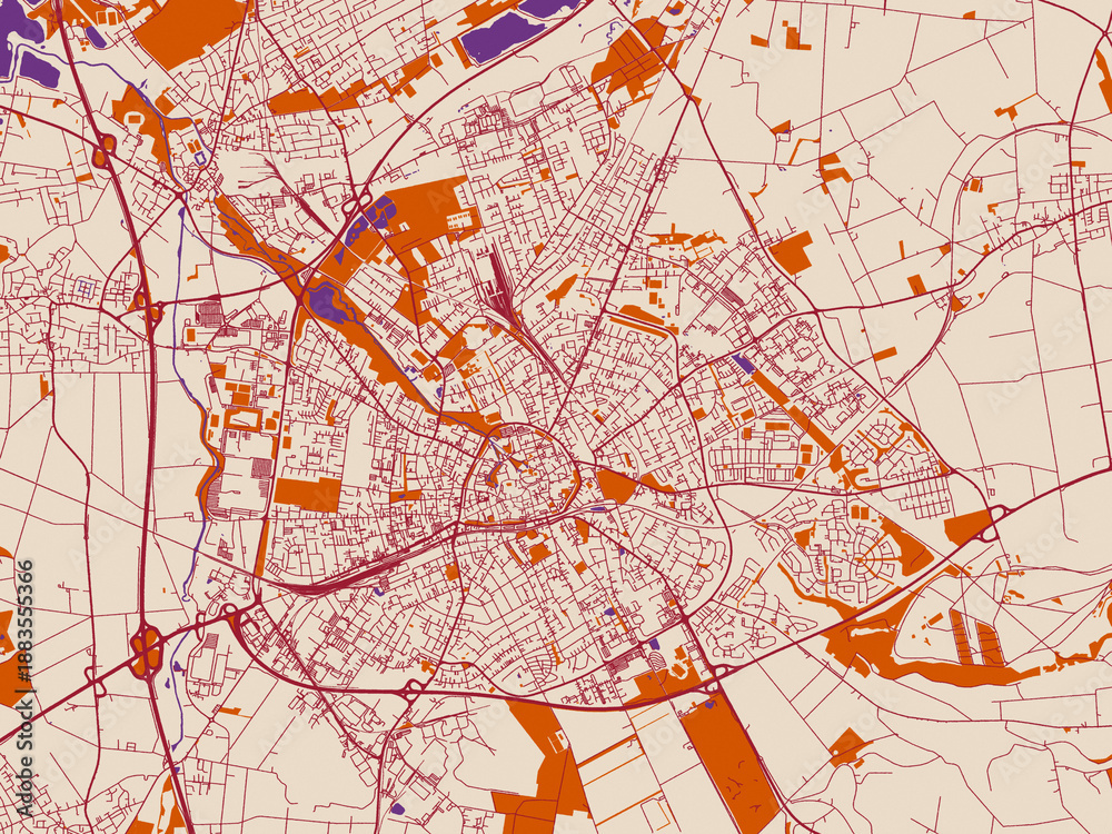 Obraz premium Paderborn, Germany – city map