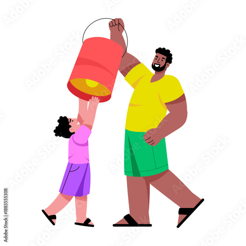 A flat style illustration depicting a character releasing sky lantern