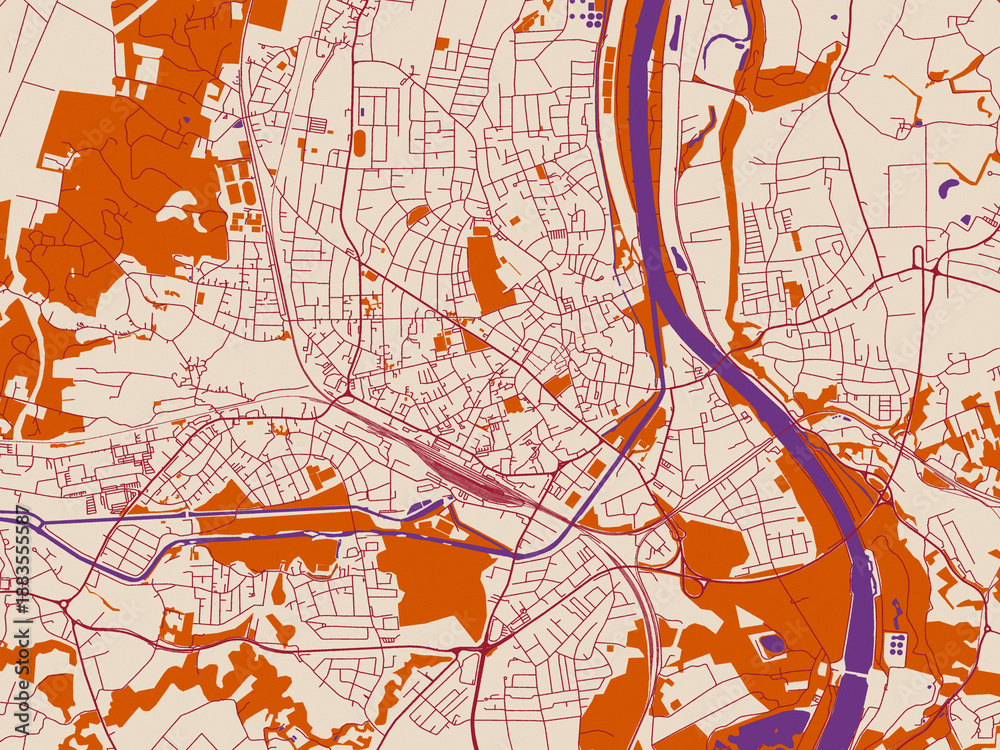 Obraz premium Geographic city layout of Rosenheim, Germany