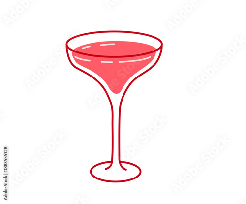 Valentine’s Day cocktail illustration. Red drink icon. Decorative element for greeting cards, wrapping paper, stickers, party invitations.