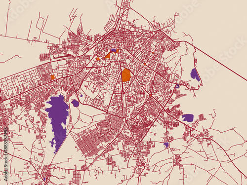 Quadro em tela City map of Bhavnagar, India