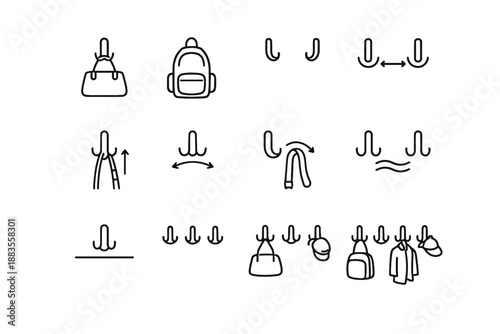 Calm silhouette spacing icon minimalist set wider bag accommodation logic vector clearance