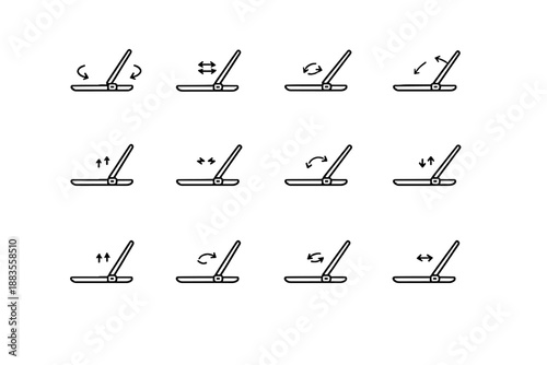 Laptop adjustment frequent habit minimalist comfort icons vector arrows tilt icon small
