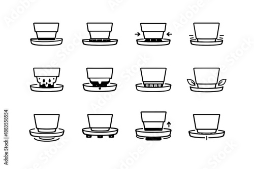Drainage correct air vector logic silhouette plant saucer base icon raised precision