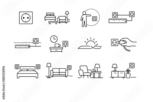 Vector awareness icon use focus socket wall calm silhouette structure home power