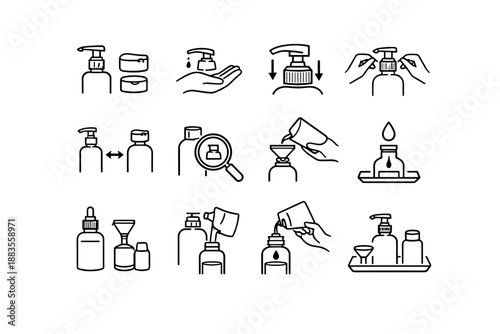 Use vector calm friendly type appropriate fitting eco cap handling pump icon