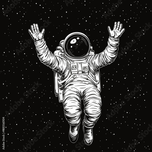 Floating Astronaut in Cosmic Space