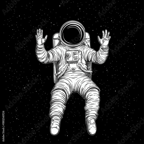 Floating Astronaut in Cosmic Space