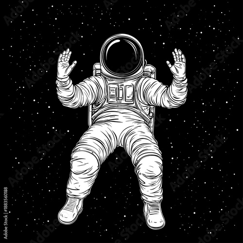 Floating Astronaut in Cosmic Space