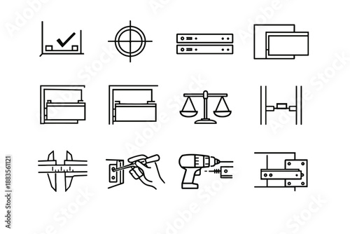 Icon slide minimalist stopping icons rails precision vector focus logic calm cabinet