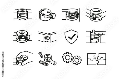 Seated turned logic precision minimalist connector vector lock wardrobe icon calm secure