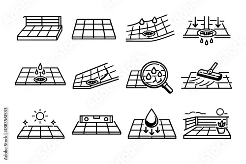 Exterior start floor clarity drainage icon tiled mindful baseline vector overview icons
