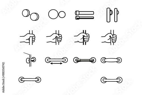 Slim vs grid focus handle diameter hand vector icon hardware minimalist thick