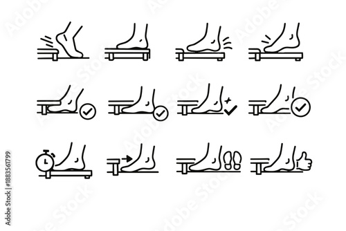 Stepping shoe silhouette icon minimalist confirmation vector verification near rack focus comfort