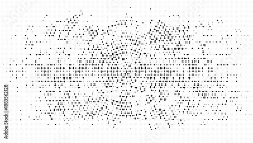 Black dots on forming a cloudlike pattern with grid vector illustration