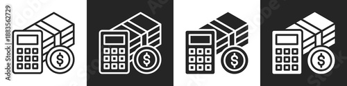 Calculator Tool Line And Solid Icon In White And Black Background