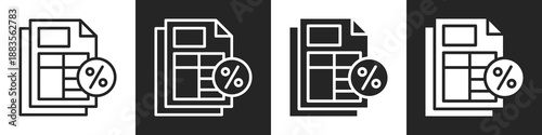 Tax Form Line And Solid Icon In White And Black Background