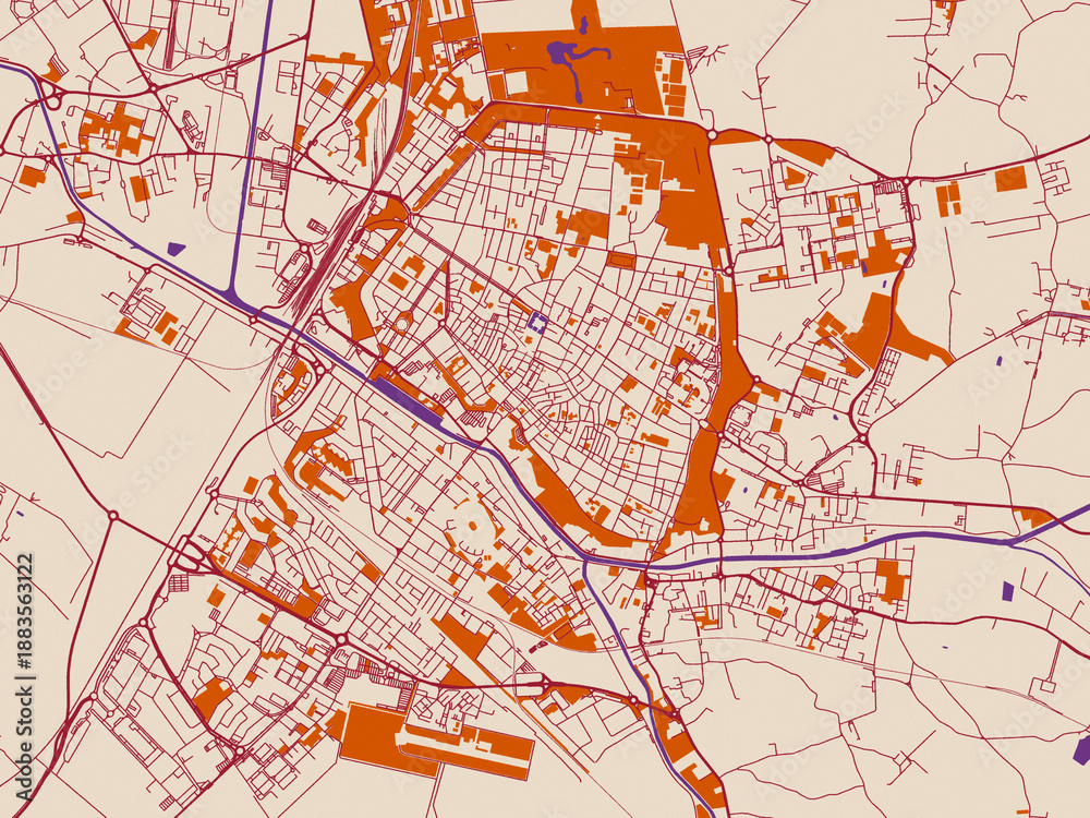 Obraz premium City grid layout map — Ferrara, Italy