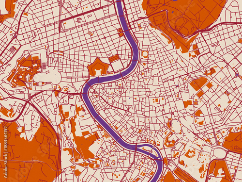 Foto City map of Roma Centro, Italy — warm neutral background with burgundy linework