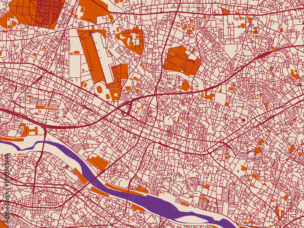 Obraz premium Simplified city layout of Chofu, Japan