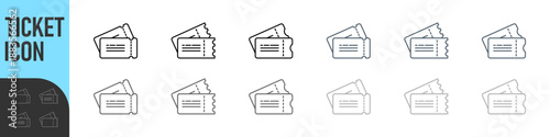 Ticket icon. Set of Tickets symbol. Thin linear graphic pictogram for website, mobile application. Collection of Template Tickets and Coupons, vector illustrations