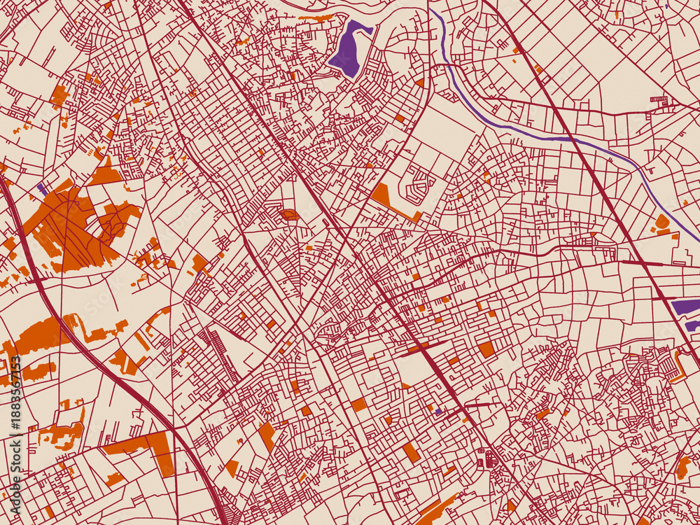 Obraz premium Road network map of Kamifukuoka, Japan