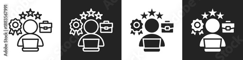 Professional Line And Solid Icon In White And Black Background