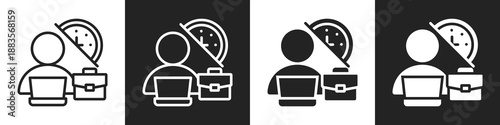 Part Time Line And Solid Icon In White And Black Background
