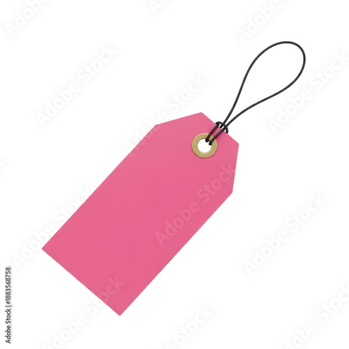 Obraz na płótnie Pink tag with string attachment isolated on transparent background