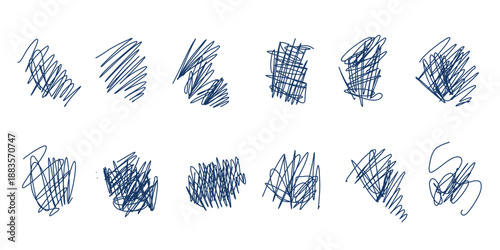 Dense Scribble Hatch Marks Set. Messy Pen Scratch.