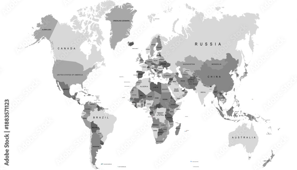 Obraz premium World map. Grey modern vector map. Silhouette map