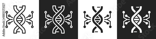 Biotechnology Line And Solid Icon In White And Black Background
