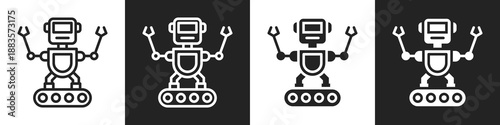 Humanoid Line And Solid Icon In White And Black Background