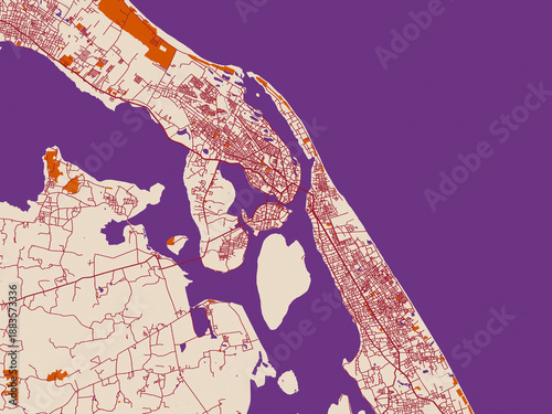Foto Street map of Batticaloa, Sri Lanka