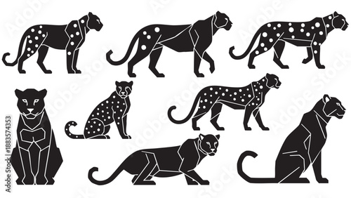 Stylized Panther and Leopard Animal Vector Set for Creative Design