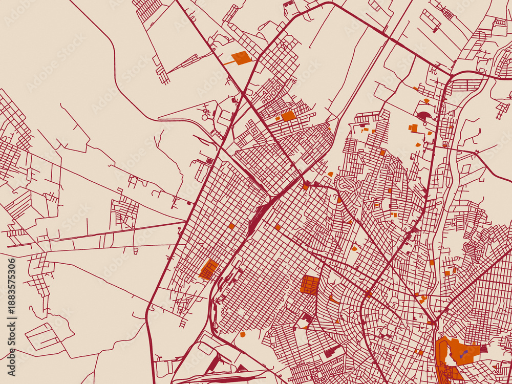 Obraz premium Street network map of Frontera, Mexico