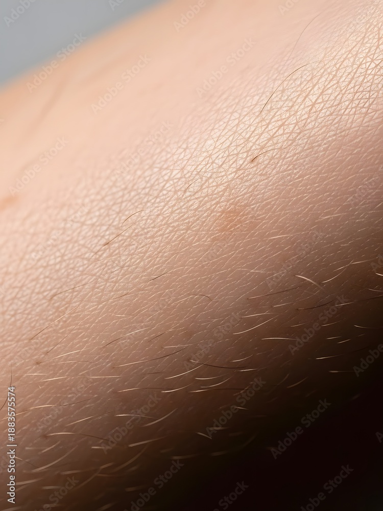 Fototapeta premium Closeup of human skin with fine hairs on arm
